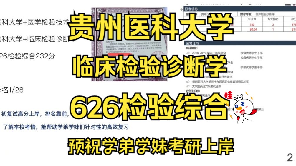 [图]贵州医科大学-临床检验诊断学考研/25考研上岸备考经验分享/贵州医科大学（贵医大）626检验综合真题资料/贵医大临床检验诊断学考研