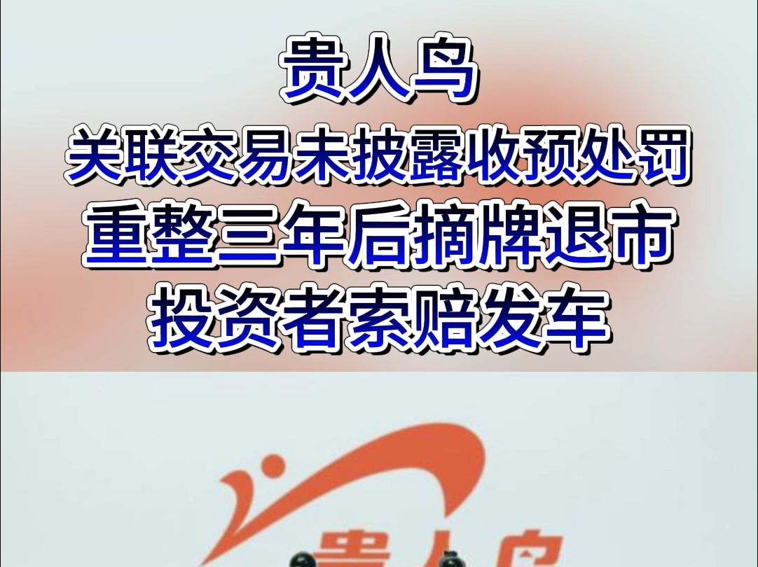 贵人鸟:关联交易未披露收预处罚,重整三年后摘牌退市,投资者索赔发车哔哩哔哩bilibili