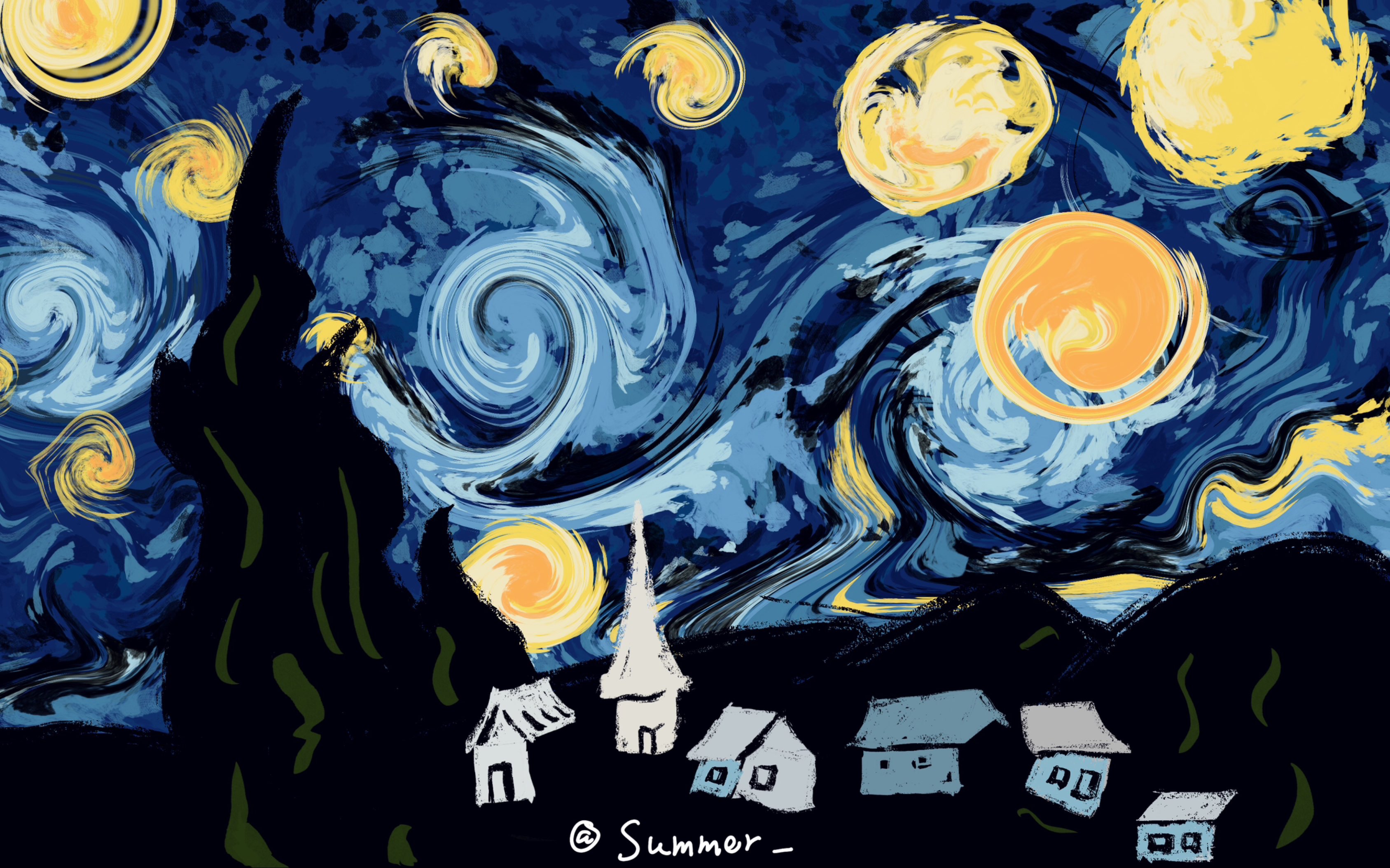 【procreate】星月夜