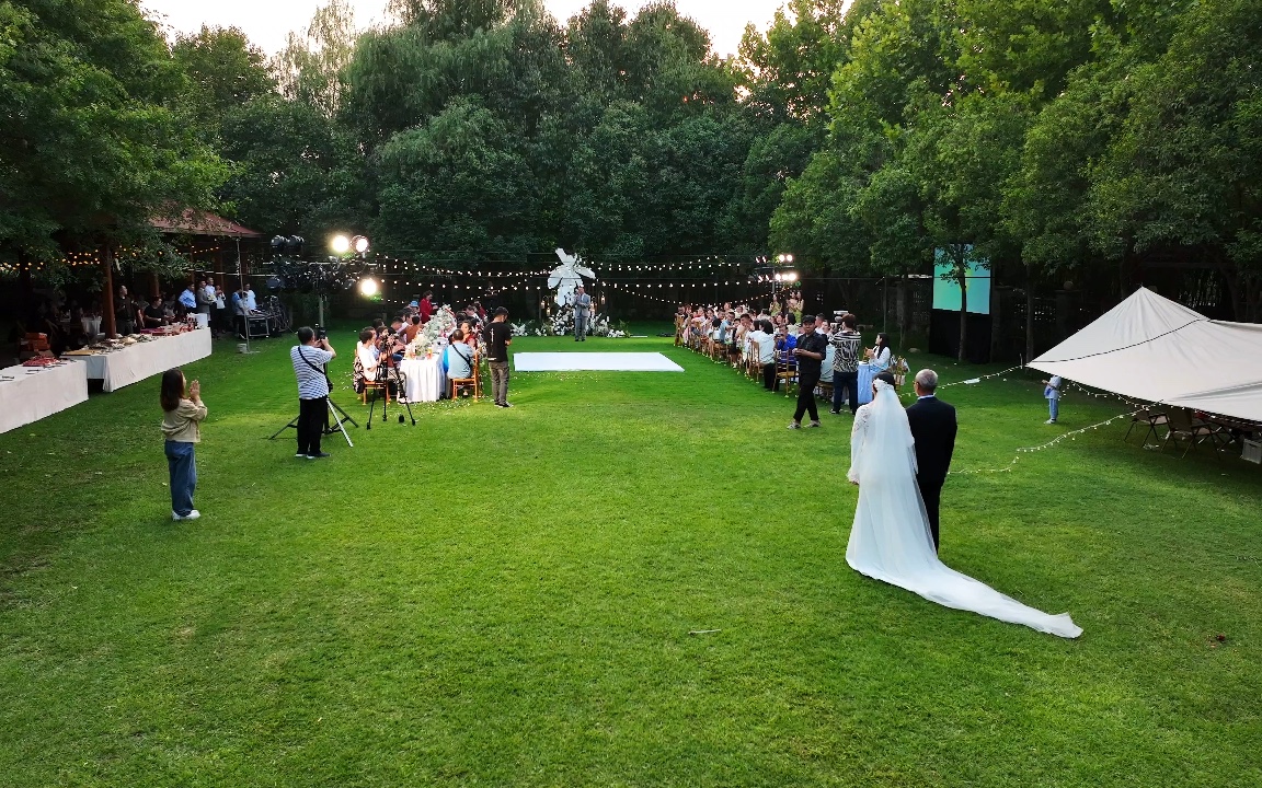 西安草滩,清水园|户外婚礼晚宴|航拍视角|大疆御3|若曼婚礼策划_哔哩