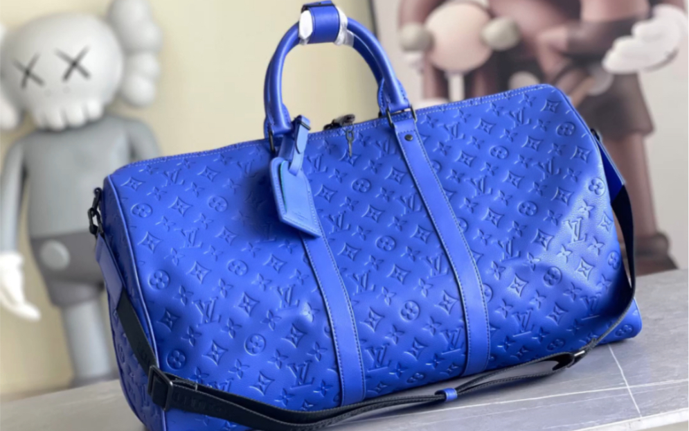 原单lv路易威登m23141 靛蓝色(压花) 全皮旅行袋系列 keepall