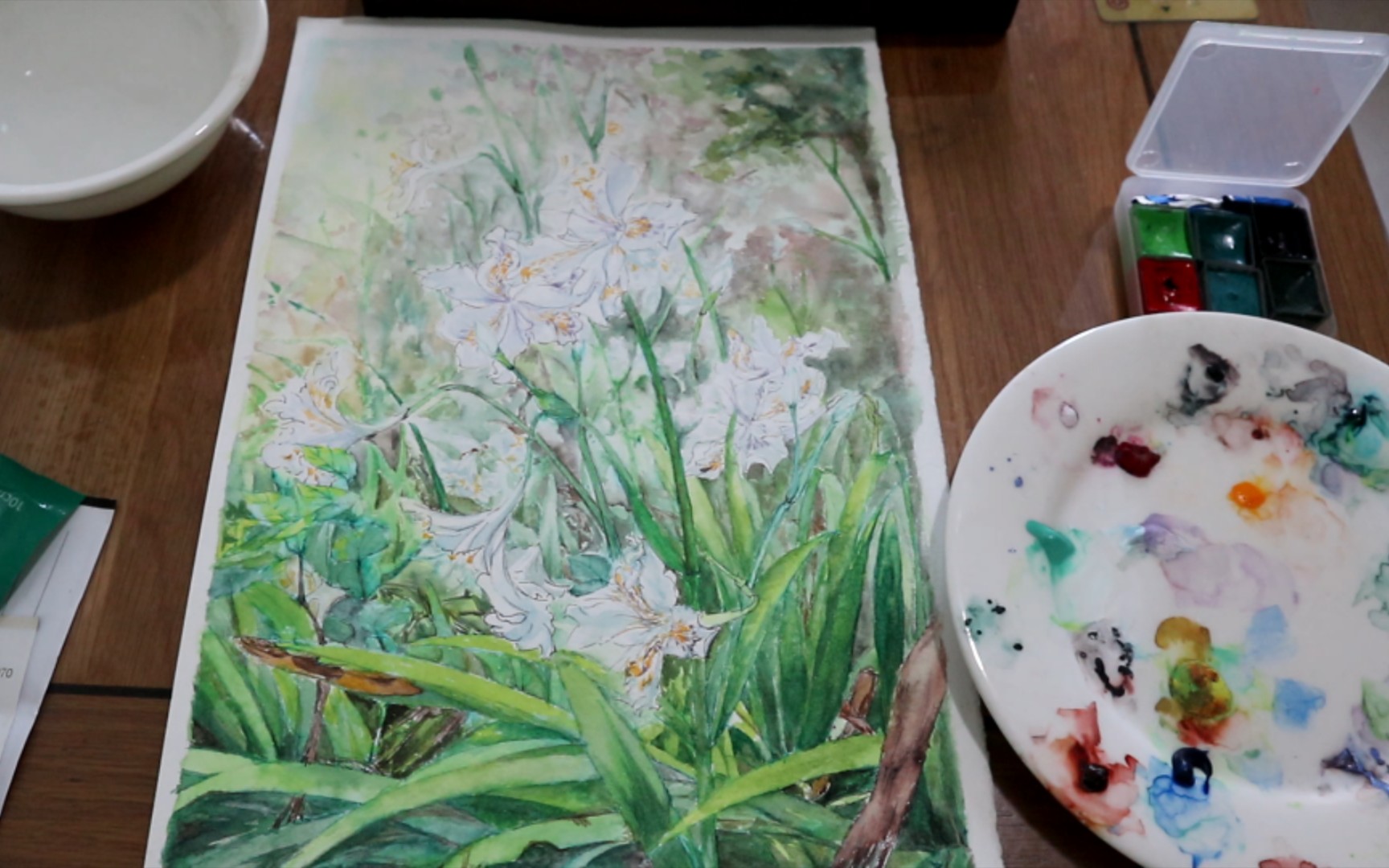 活动作品水彩鸢尾扁竹兰改画过程