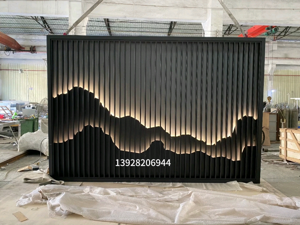 不锈钢山峦屏风 不锈钢山水屏风金属山峦隔断 园林景观假山屏风 特色