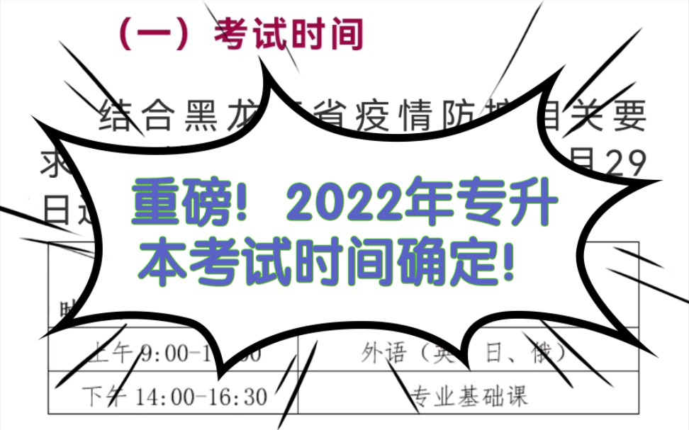 重磅!2022年黑龙江省统招专升本考试时间确定!哔哩哔哩bilibili