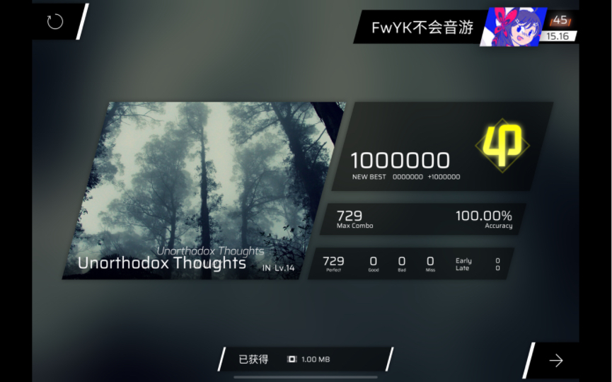 [图]【Phigros复健】Unorthodox Thoughts IN 14 All Perfect