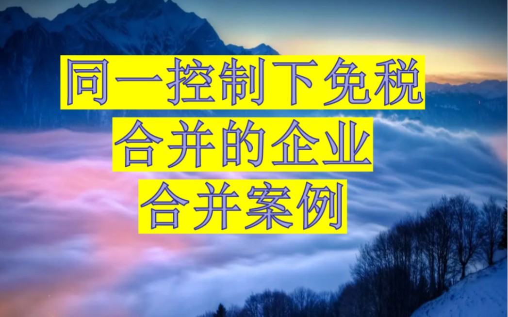 同一控制下免税合并的企业合并案例哔哩哔哩bilibili