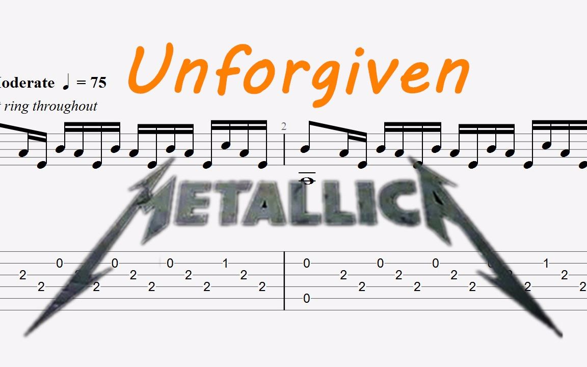 unforgivenmetallica金属乐队指弹吉他谱附吉他谱下载