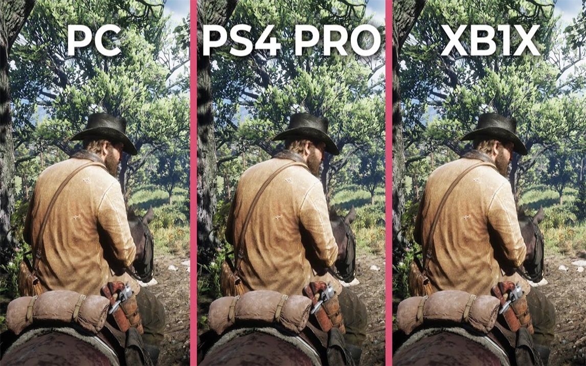 [图]【Candyland】《荒野大镖客：救赎2》  PC（4K分辨率测试） vs PS4 Pro vs XB1X   游戏画面对比    1080P视频