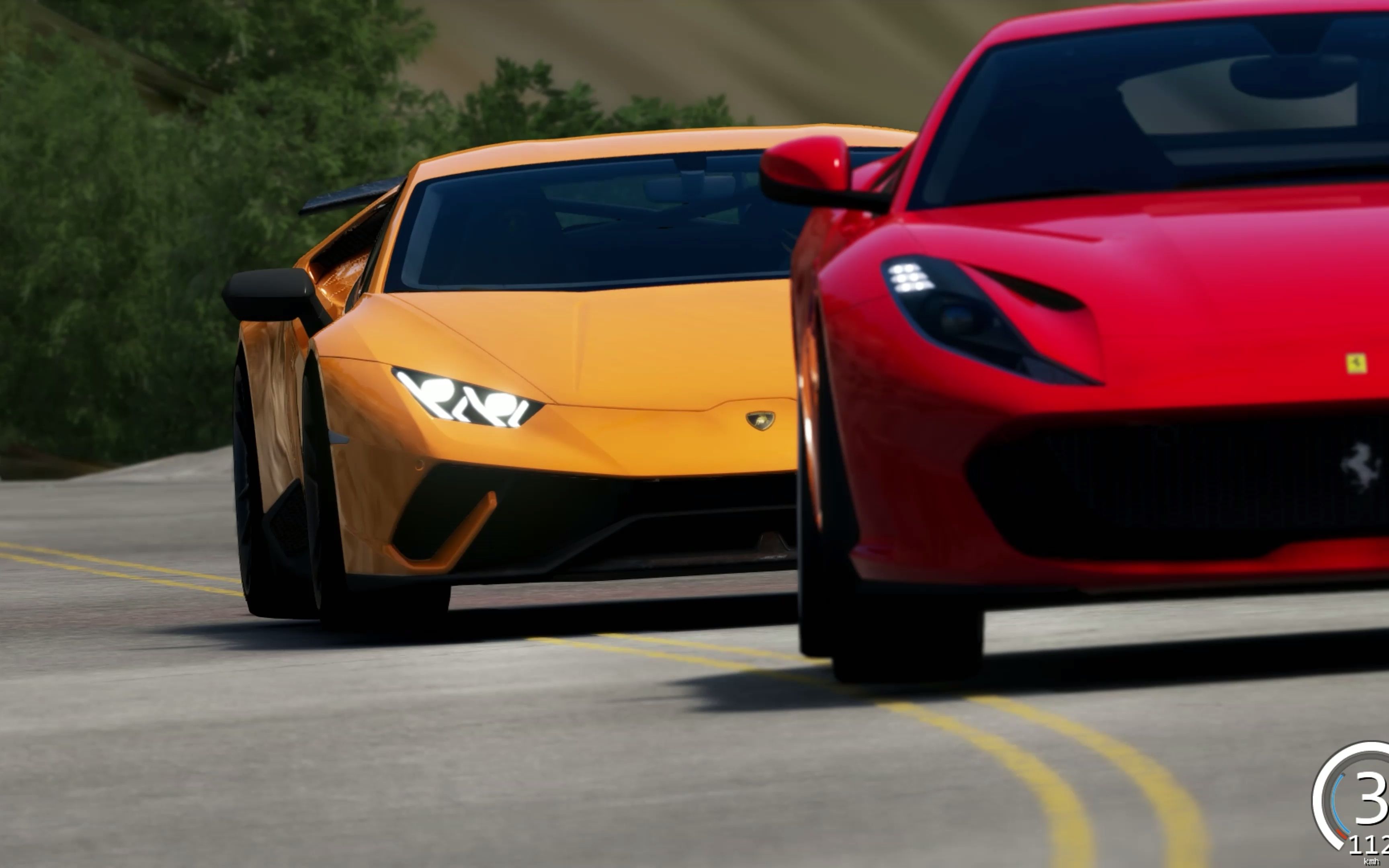 超级跑车山路对决,兰博基尼vs法拉利