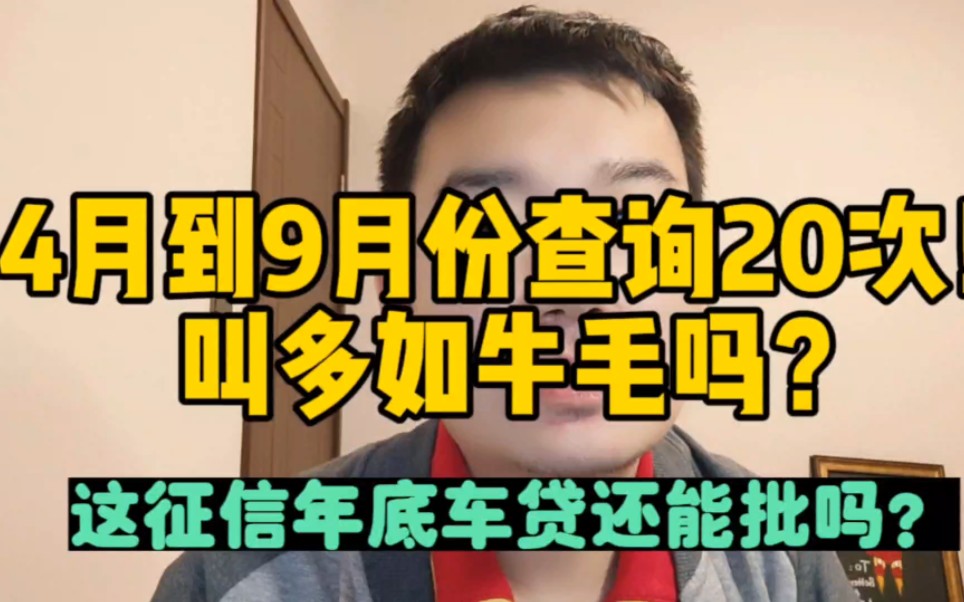 4月到9月份查询次数20次,叫多如牛毛吗?这征信年底车贷能批吗?哔哩哔哩bilibili