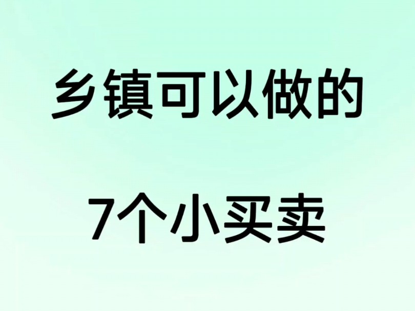 乡镇可以做的七个小买卖哔哩哔哩bilibili