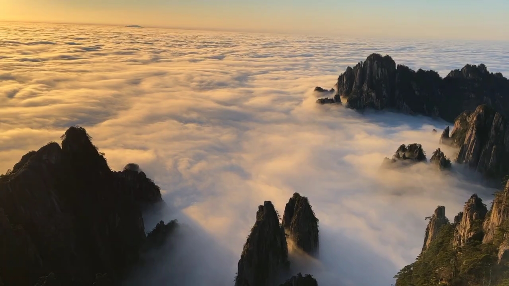 黄山光明顶 日出 云