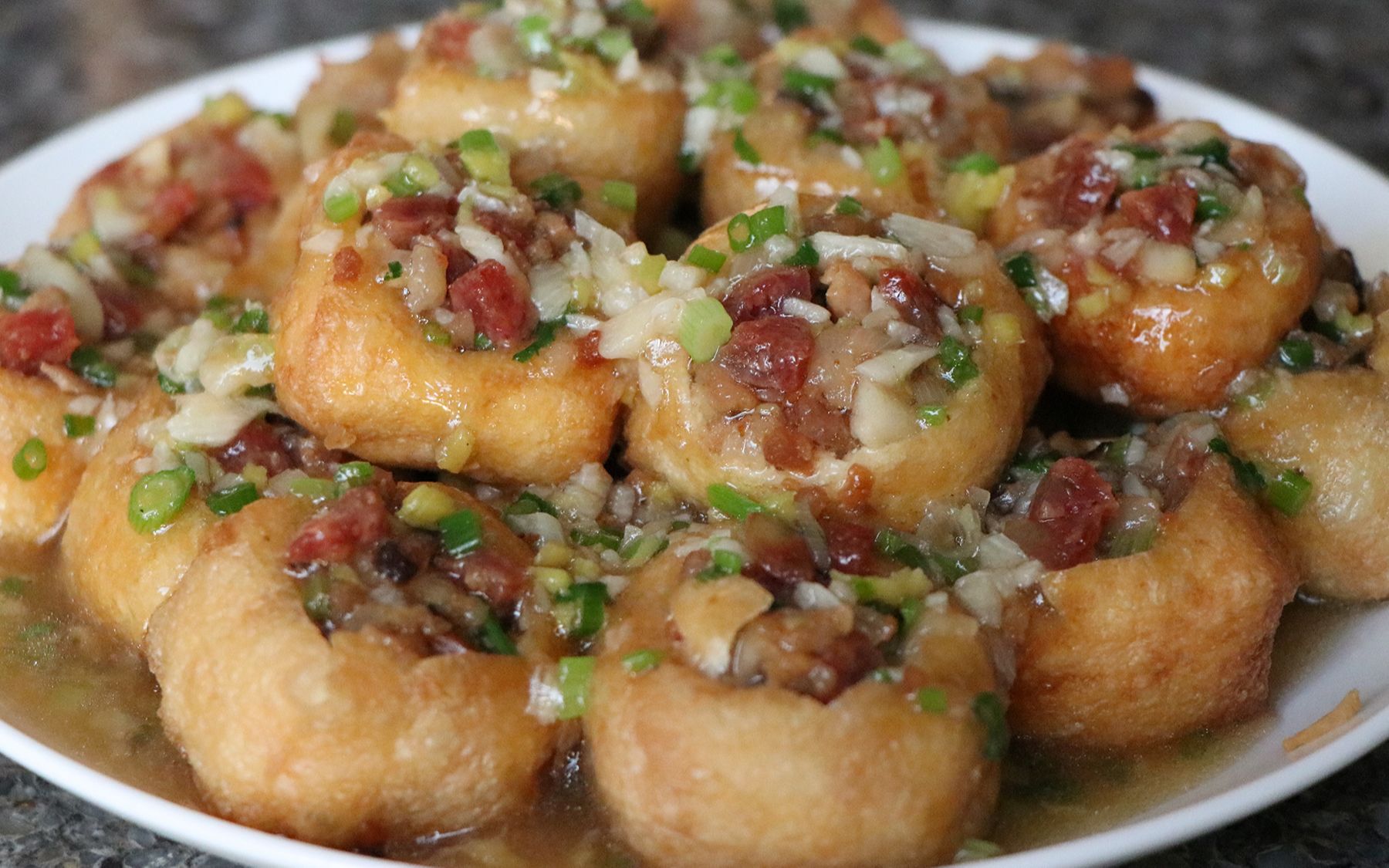 家常酿豆腐果的做法,独特的客家风味,比在饭店吃的还香