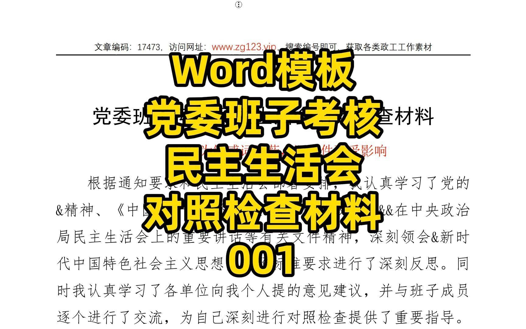 班子考核民主生活会对照检查材料范文,Word文件哔哩哔哩bilibili