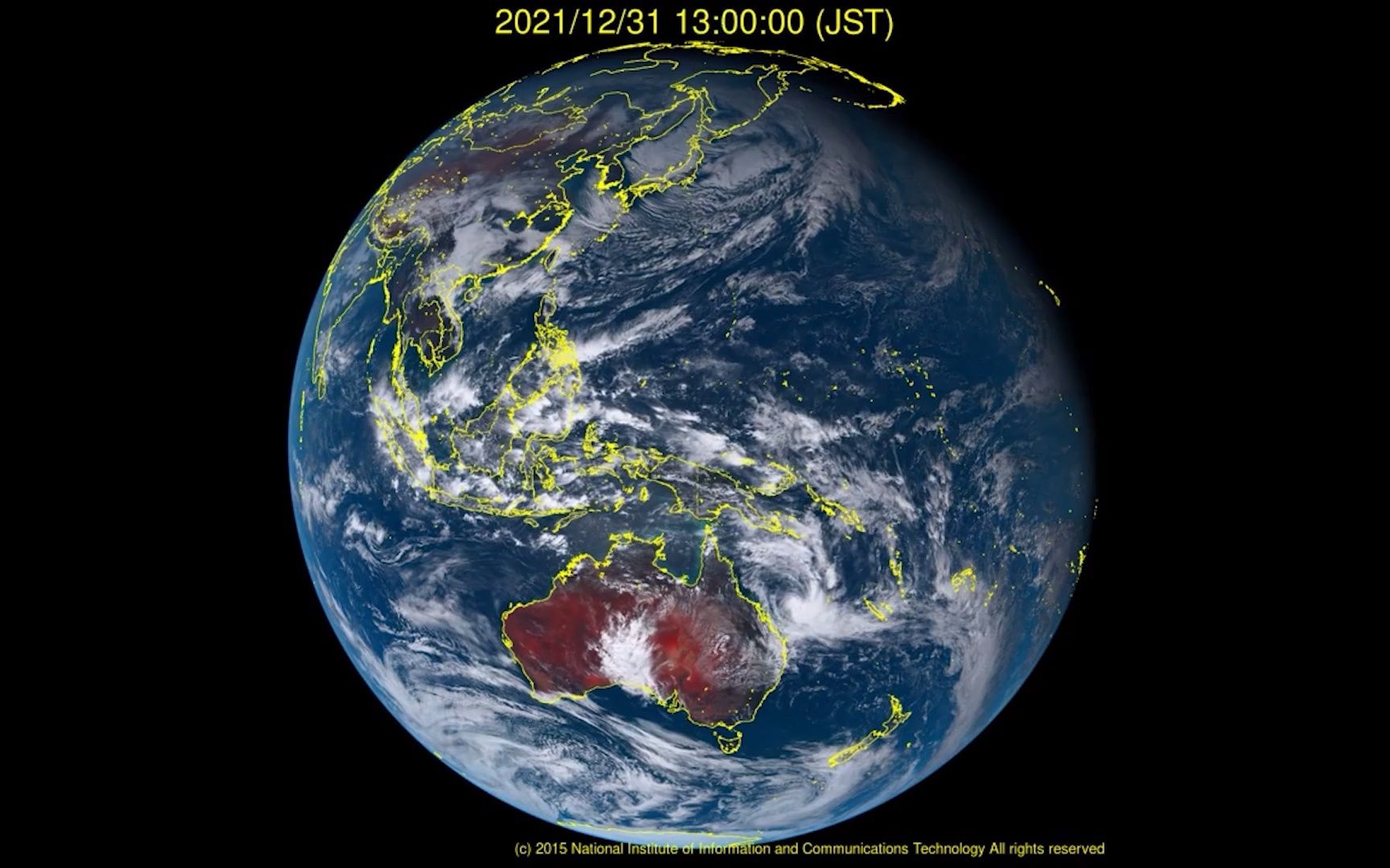 [图]向日葵8号 60s卫星视角看一年的地球变化