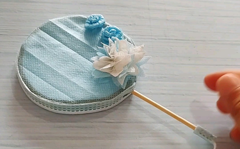 口罩古风扇#夏天的花挑战 #手工 #口罩扇子