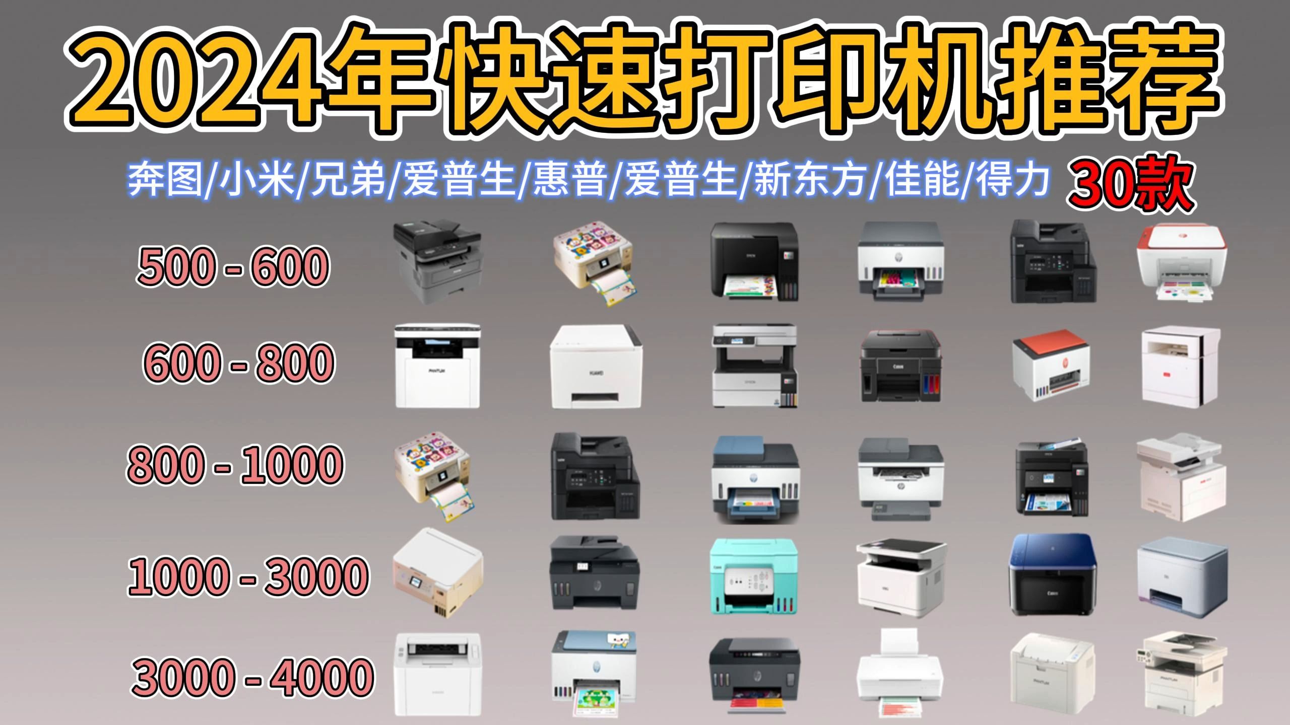 2024年11月|家用打印机推荐:爱普生、佳能、惠普打印机应该怎么选?学生党家用打印机推荐:惠普/佳能/爱普生等诸多品牌推荐哔哩哔哩bilibili