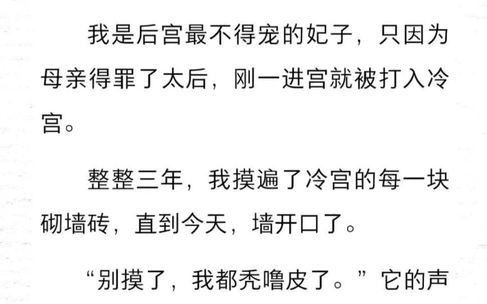 我是后宫最不得宠的妃子,只因为母亲得罪了太后,刚一进宫就被打入冷宫.整整三年,我摸遍了冷宫的每一块砌墙砖,直到今天,墙开口了.哔哩哔哩...