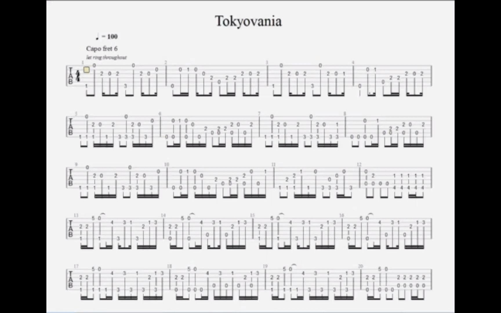 tokyovania吉他谱图片