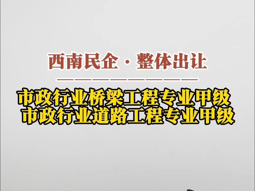 11月5日 西南企业出让ⷥ𗥧苨Š市政行业(道路工程、桥梁工程)甲级哔哩哔哩bilibili