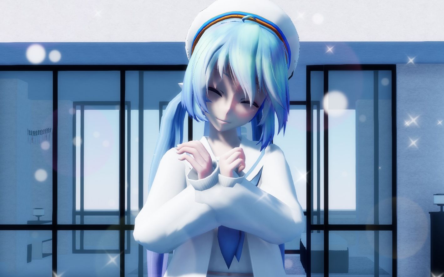 miku:前辈,缺女朋友嘛?【初音未来-前辈-蓝白条纹】