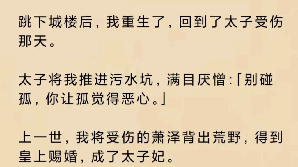 【虐文】跳下城楼后,我重生了,回到了太子受伤的那天.哔哩哔哩bilibili