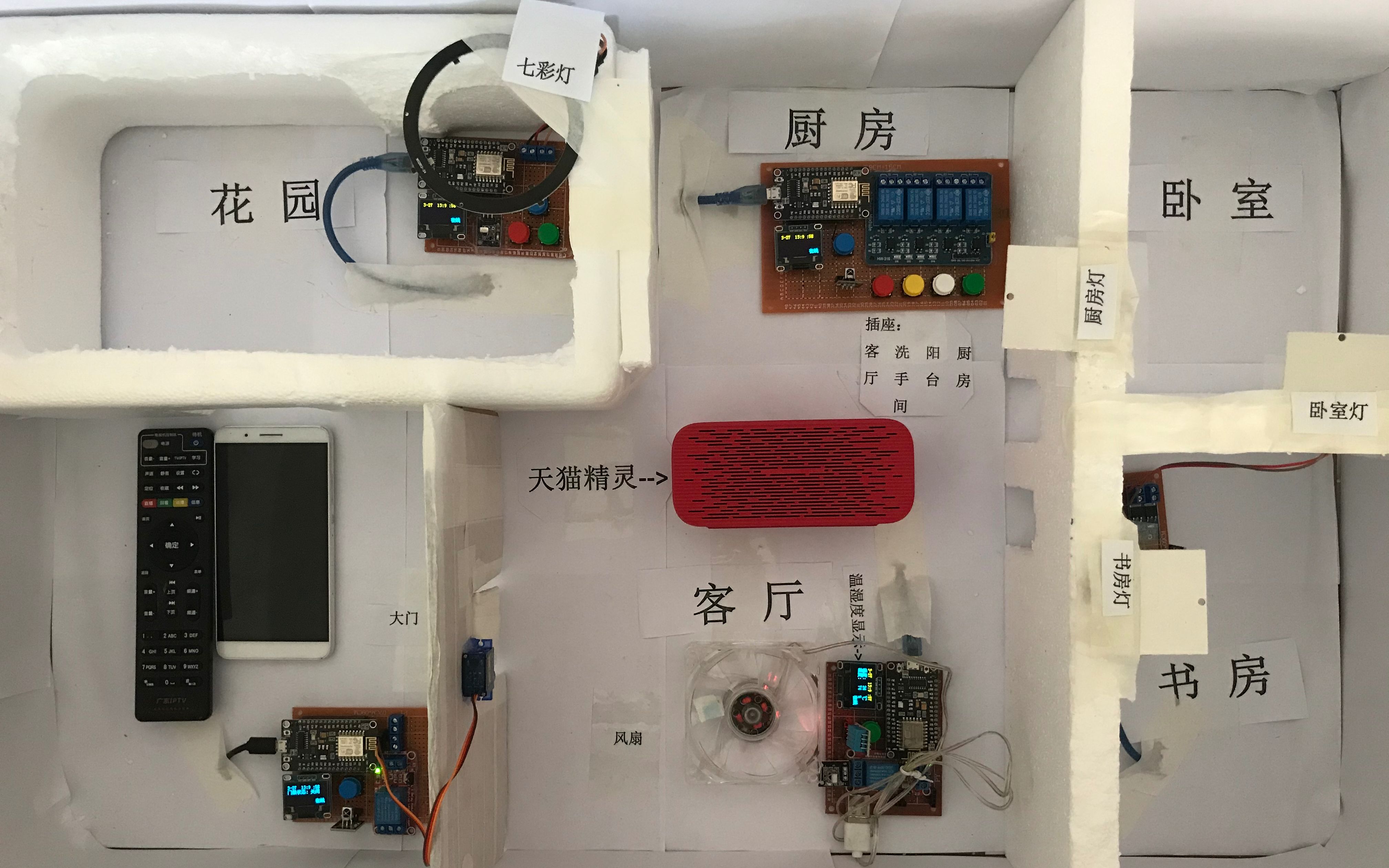 基于机智云开源框架开发智能家居成品展示(APP控制+按键控制+红外遥控控制+天猫精灵控制)哔哩哔哩bilibili