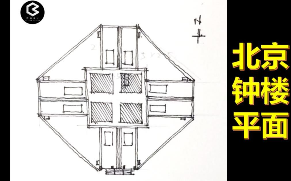 手把手教你画建筑史图——【北京钟楼平面】(百德设计“画重点”系列)哔哩哔哩bilibili