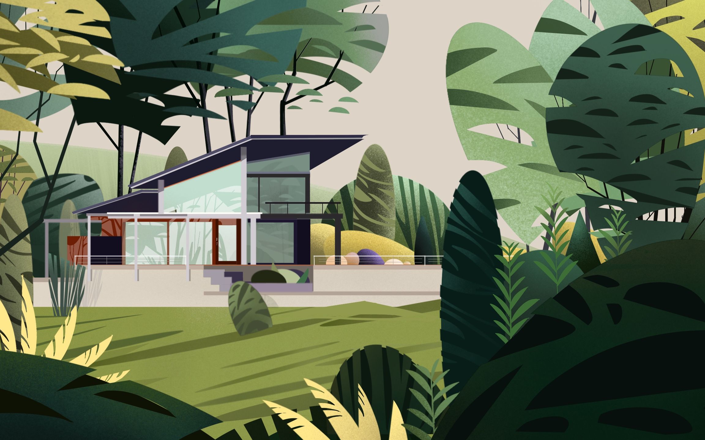 ipadpro系列插画用procreate画建筑景观插画