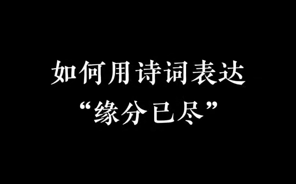 “缘分已尽”怎么说?哔哩哔哩bilibili