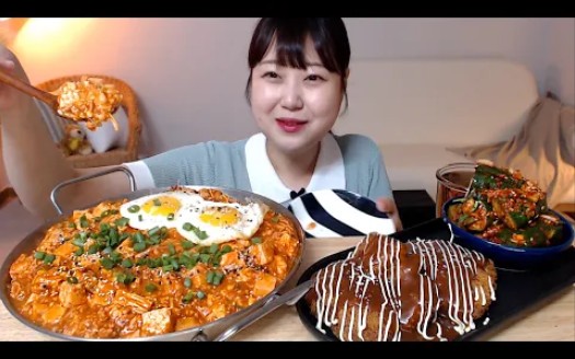 Hyoning | 拌着吃的麻婆豆腐盖饭+黄瓜泡菜+猪排哔哩哔哩bilibili