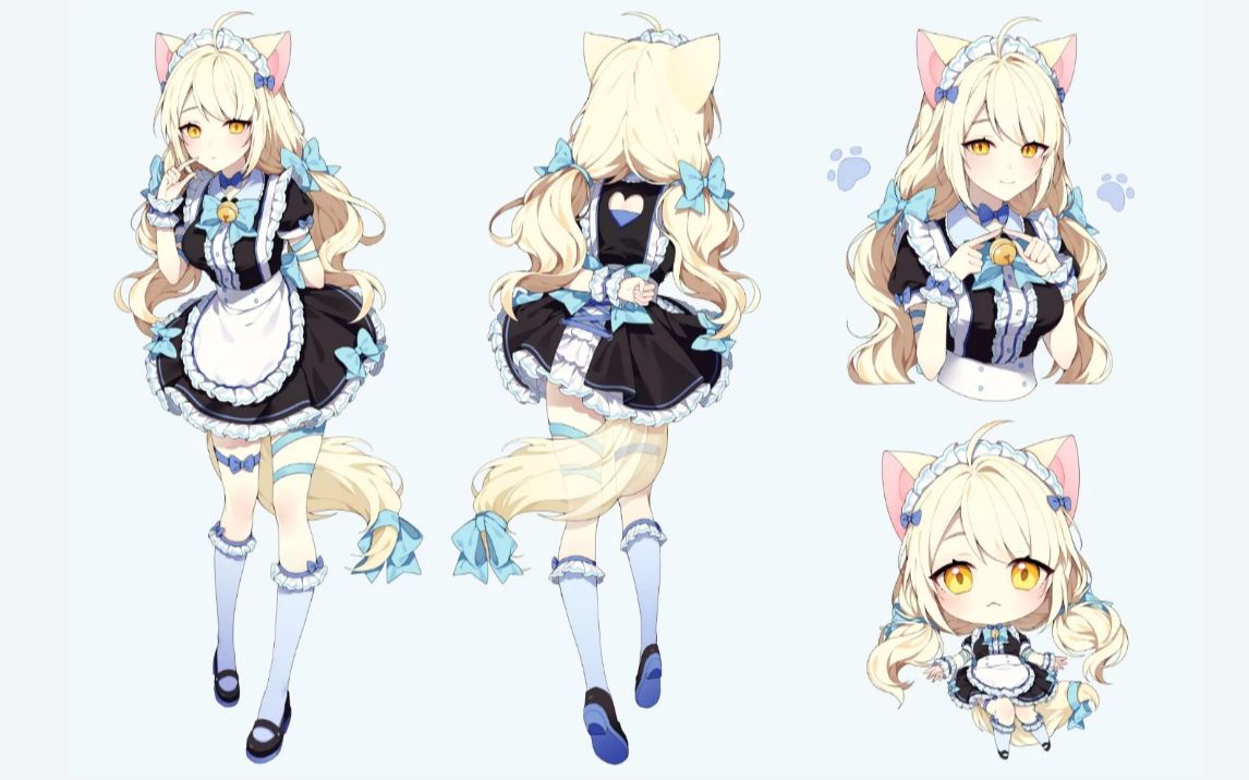 3d建模二次元猫女郎女仆白丝