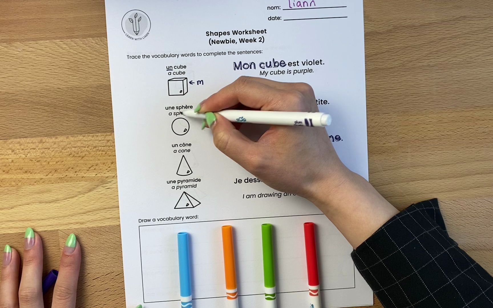 法语小练习shapesworksheetbeginnerweek2