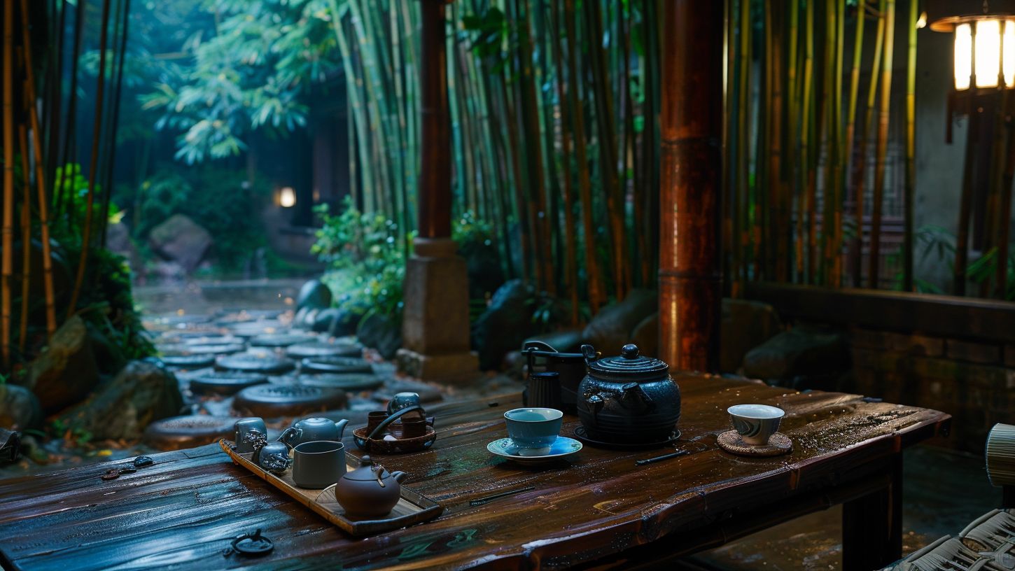 一壶几瓣竹间韵,香满人间日月高.