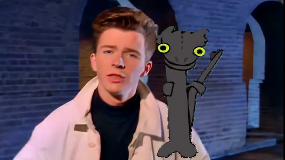 无牙仔跳舞,但是rick astley