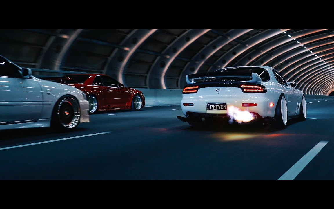 【4K】午夜の车-JDM夜跑【R34 GTR's, FD RX7's, S15 等等】-第二部分_哔哩哔哩_bilibili