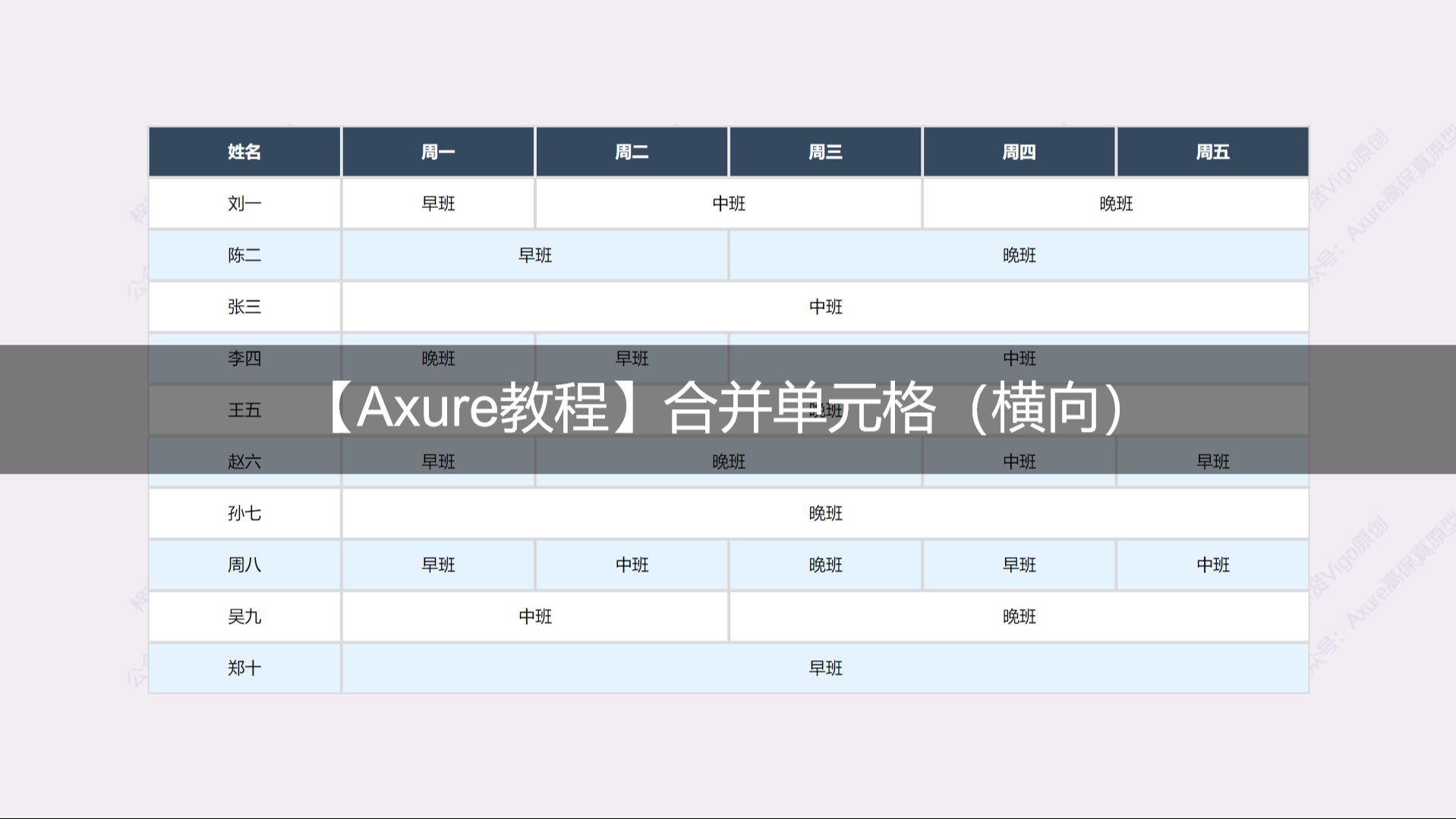【axure教程】中继器表格合并单元格(横向)