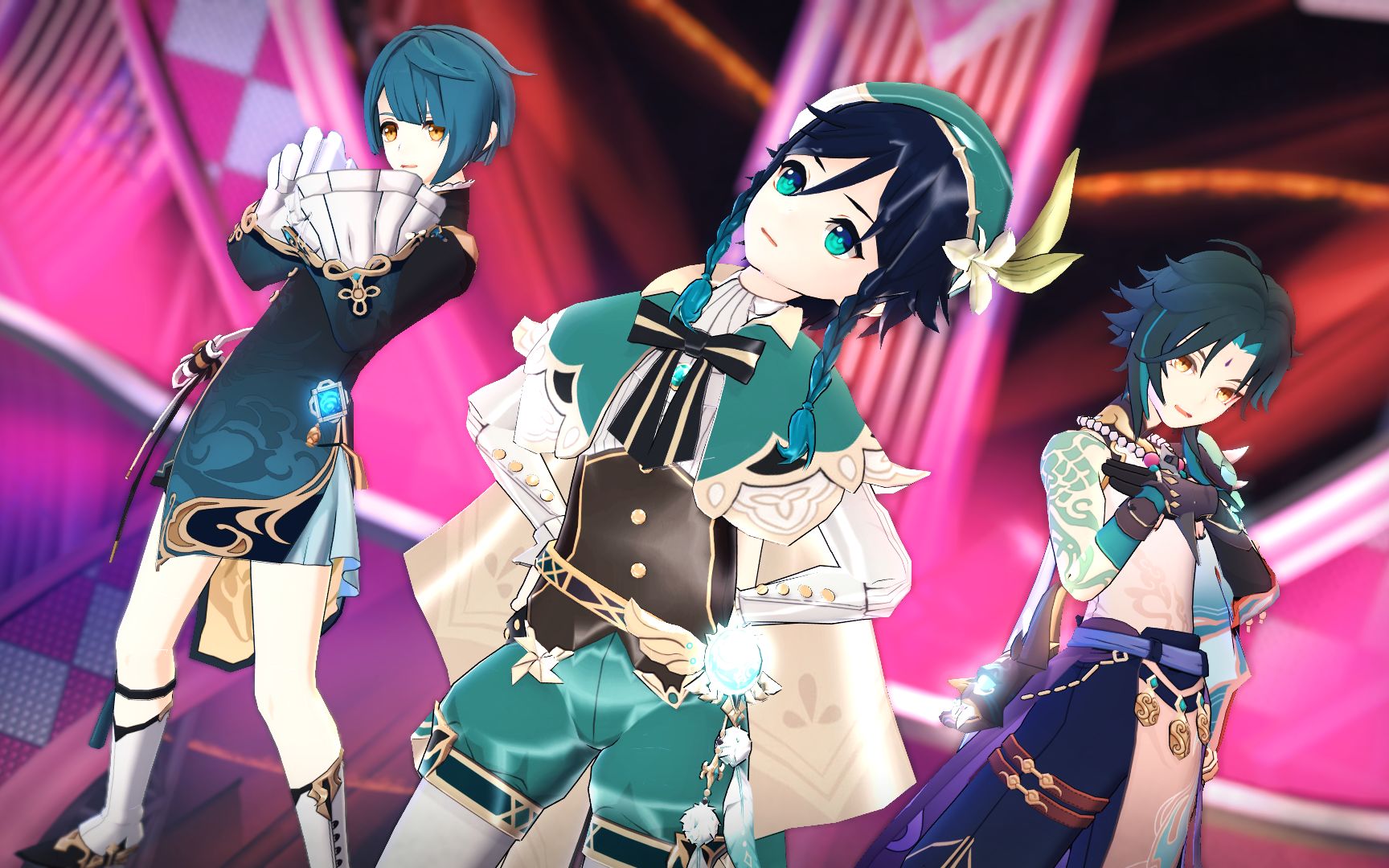 原神mmd少年时代78gee魈温迪行秋