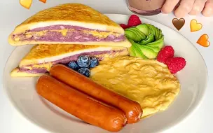 Download Video: 沉浸式早餐vlog｜芝士芋泥吐司🍞烤肠滑蛋🍳冰淇淋巧克力豆奶