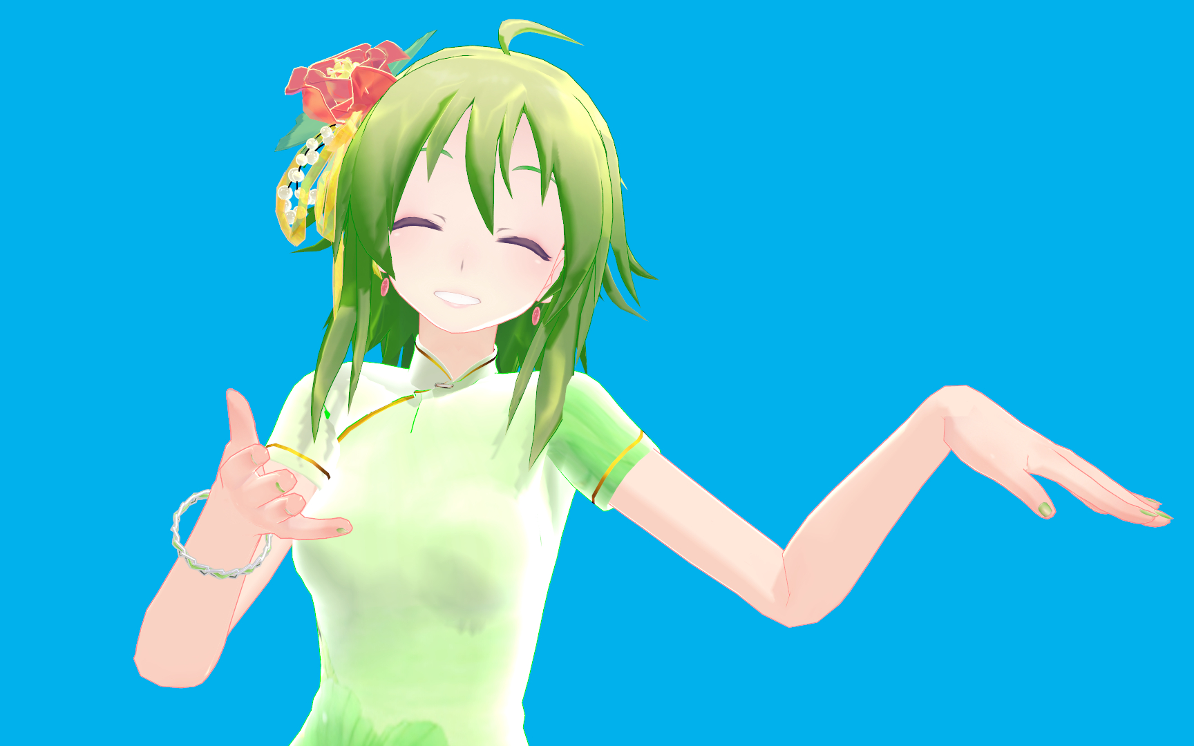 【mmd】穿旗袍的gumi跳桃源恋歌(纯蓝色背景)