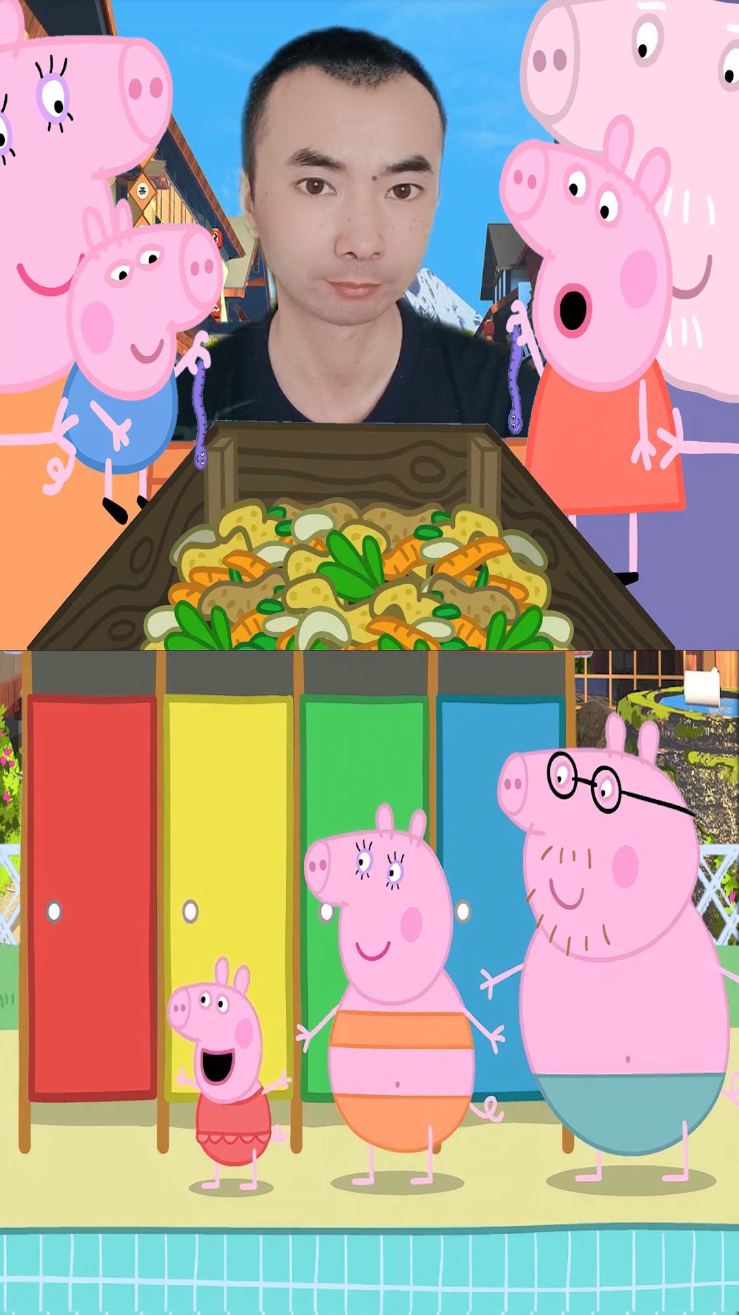 小猪佩奇特效:佩奇和乔治把蚯蚓放进堆肥里_哔哩哔哩_bilibili