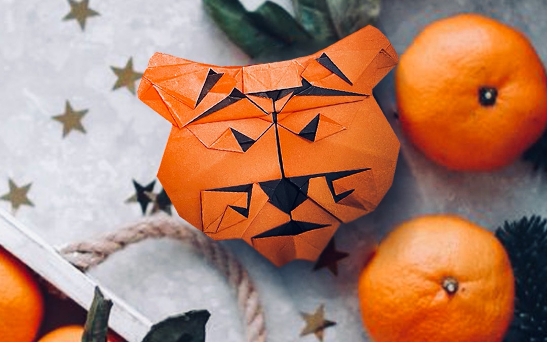 【折纸教程-虎头】origami tiger head #101