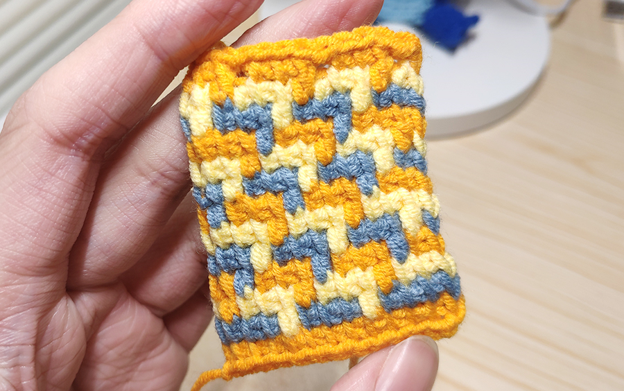 三色钩针钩编花样视频教程l形搭配花纹拒绝频繁换线零基础学阿富汗