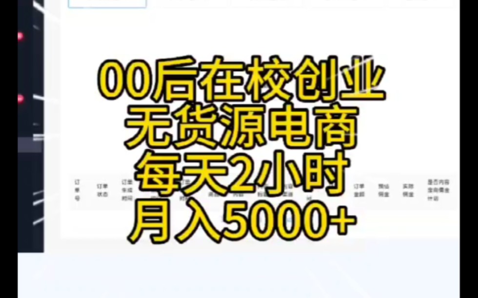 00后在校兼职无货源电商,卖货18w,月入5k,每天两小时,能坚持你也可以做哔哩哔哩bilibili