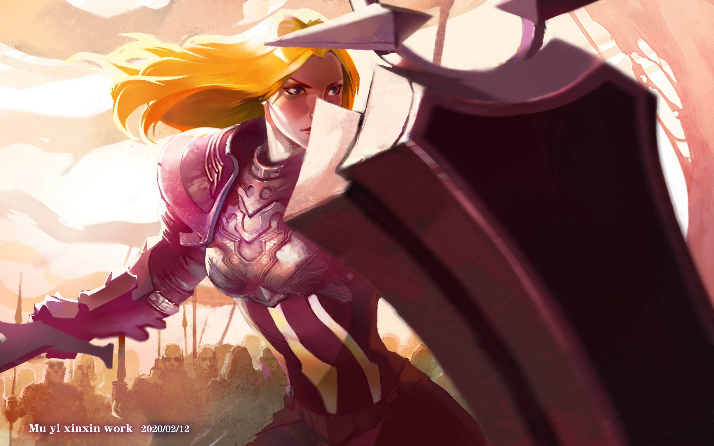 (板绘)厚涂lol英雄曙光女神 蕾欧娜插画过程_哔哩哔哩 (゜-゜)つロ