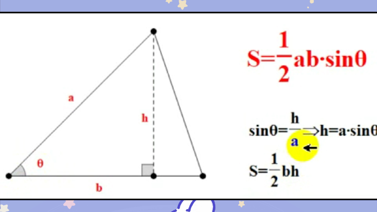 数学常识11,三角形正弦面积公式,三角形面积等于两边积乘以夹角正弦的一半哔哩哔哩bilibili