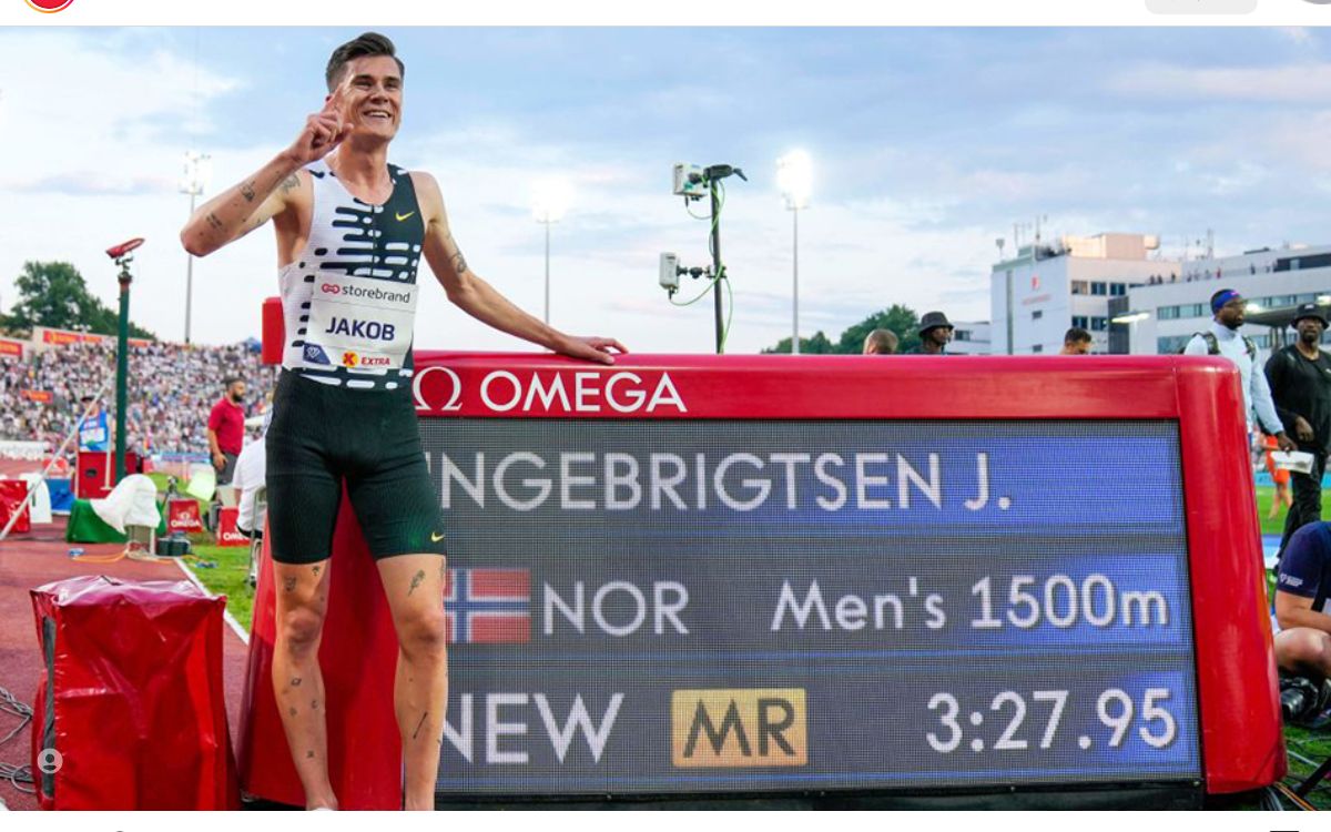 [图]Jakob Ingebrigtsen 1500m欧洲新纪录3.27.95 - 2023 钻石联赛奥斯陆站