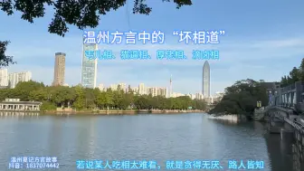 Download Video: 讲讲温州方言中的““坏相道”。做人覅坏相道。温州话所谓的“坏相道”，是说某人没人胚、没礼貌、动作粗鲁、乱说乱讲。#温州方言 #温州俚语 #相道#相貌