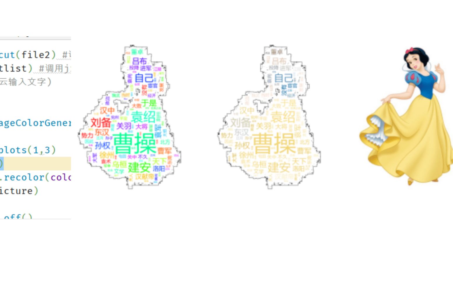 [图]六行代码让一张画布同时呈现：蒙版图、原生词云、蒙版词云三色图