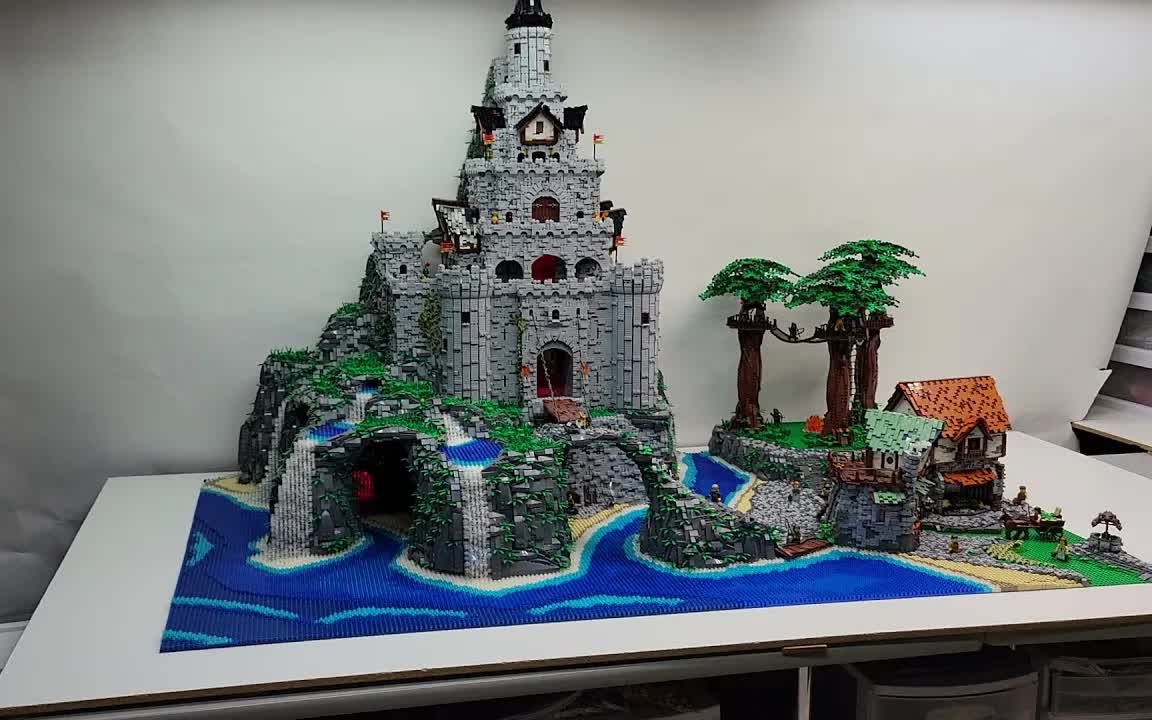 乐高中世纪城堡岩石瀑布场景moc_哔哩哔哩_bilibili
